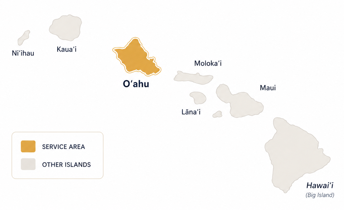 Map of the Hawaiian Islands with O'ahu Shaded